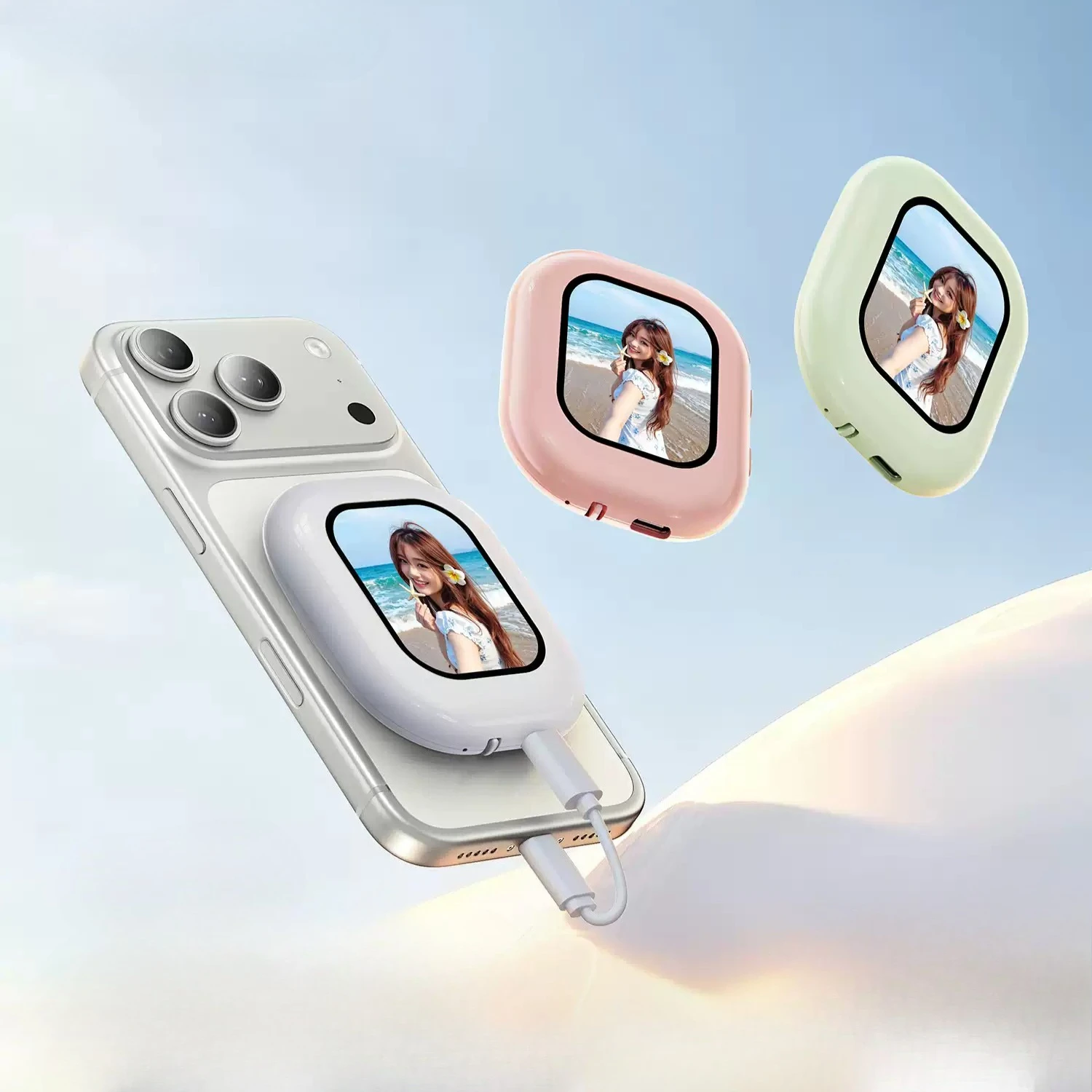Mini Wireless Magnetic Phone Screen Projector Mobile Phone Rear Camera Selfie Video Camera for Vlog Live Selfie Screen